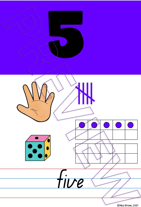 Thumbnail: RAINBOW Number Posters V2 1-20 | Ten Frames | Tally Marks | Hands | Dice | More