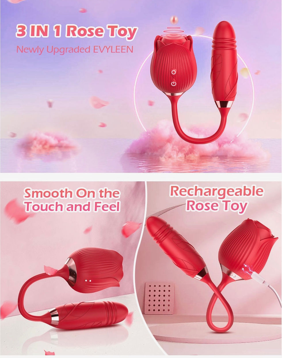 Thumbnail: Rose Sex Stimulator for Women with 10 Sucking Thrusting Modes