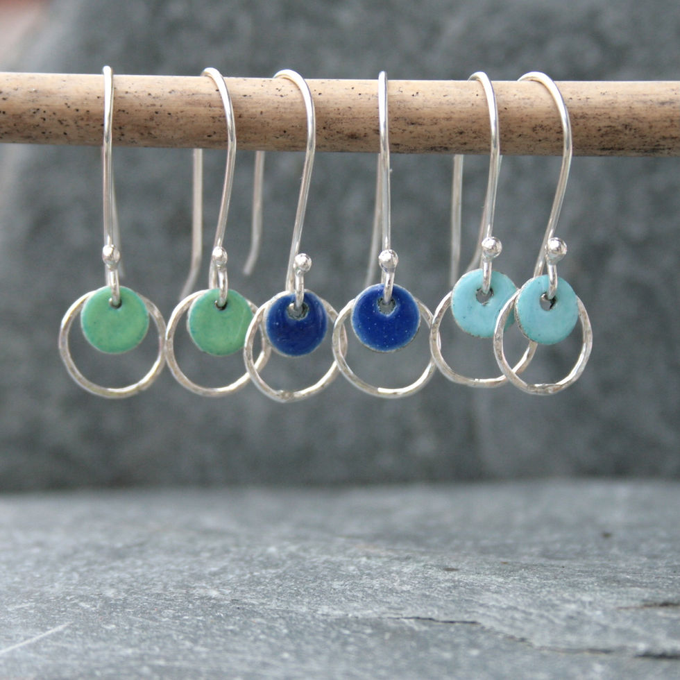 Thumbnail: Sterling silver and enamel earrings