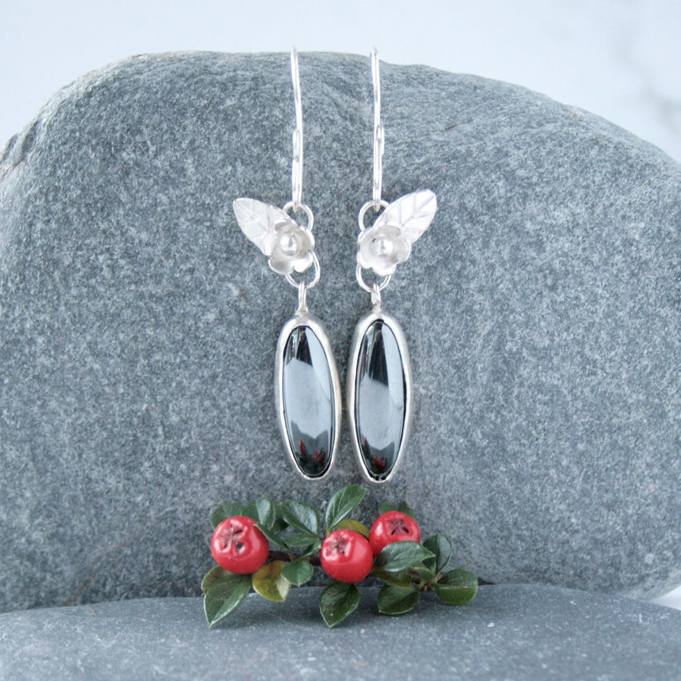 Thumbnail: Long hematite earrings
