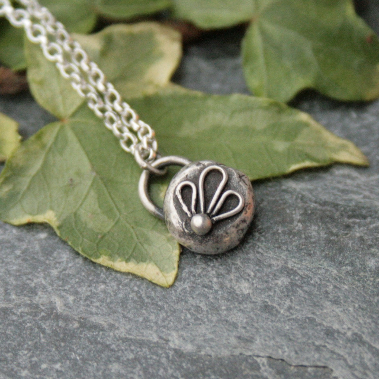 Recycled silver pebble necklace