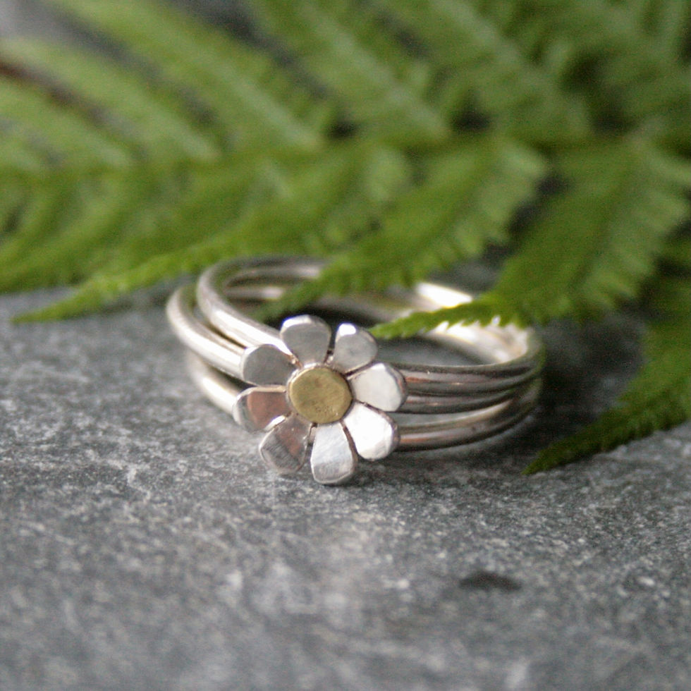 Thumbnail: Sterling silver daisy stacking rings