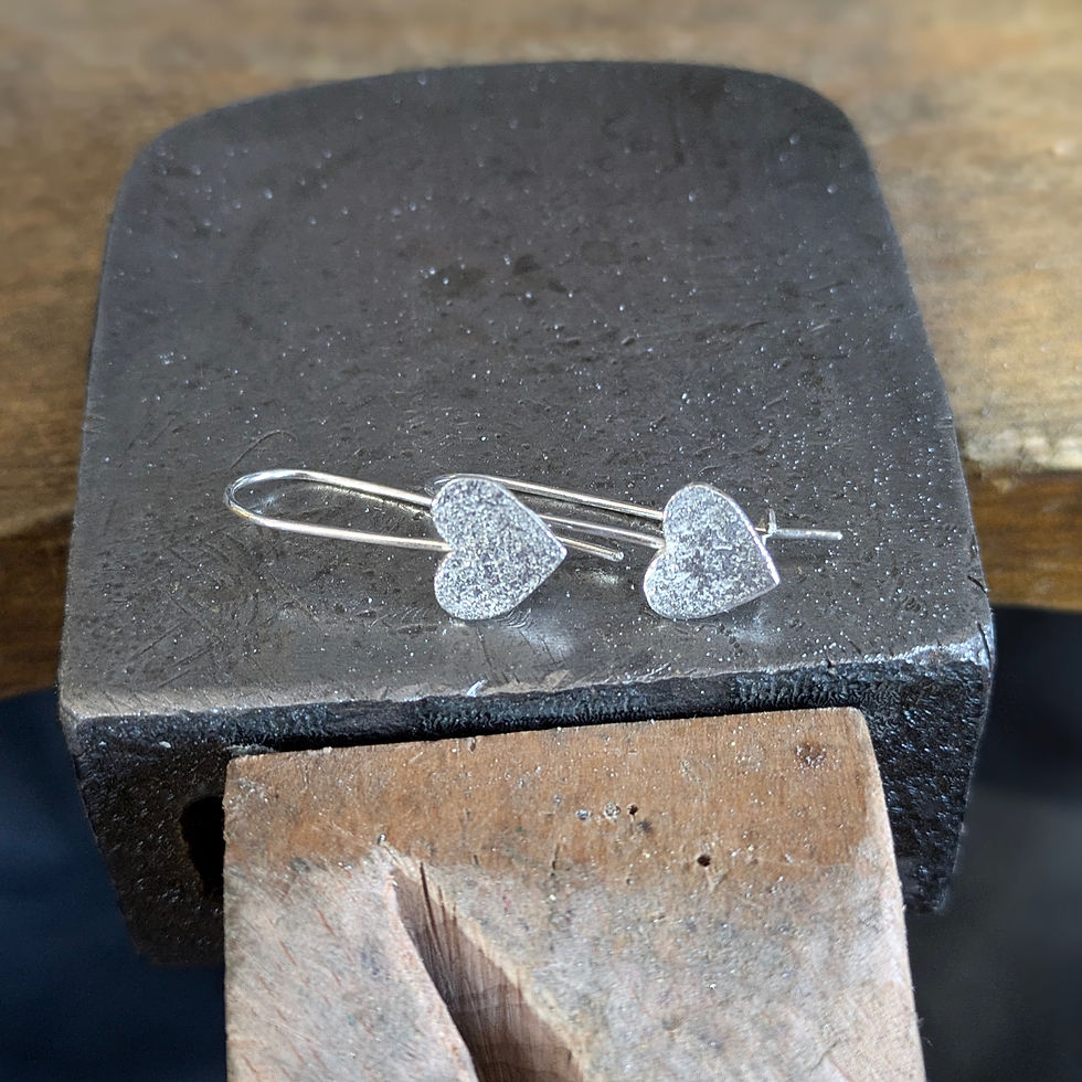 Thumbnail: Sterling silver heart earrings, Valentines jewellery