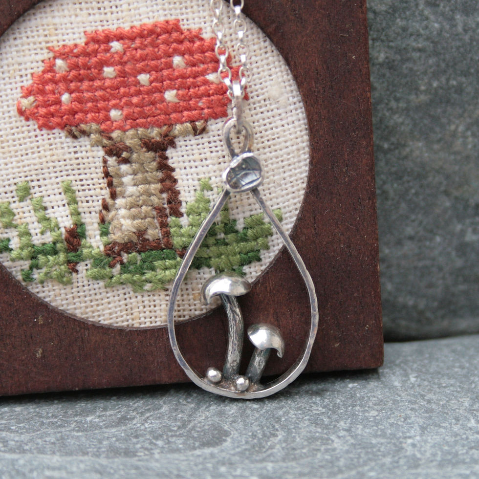 Thumbnail: Sterling silver toadstool necklace