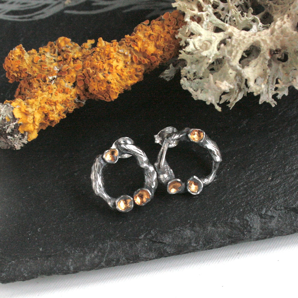 Thumbnail: Sterling silver lichen branch earrings