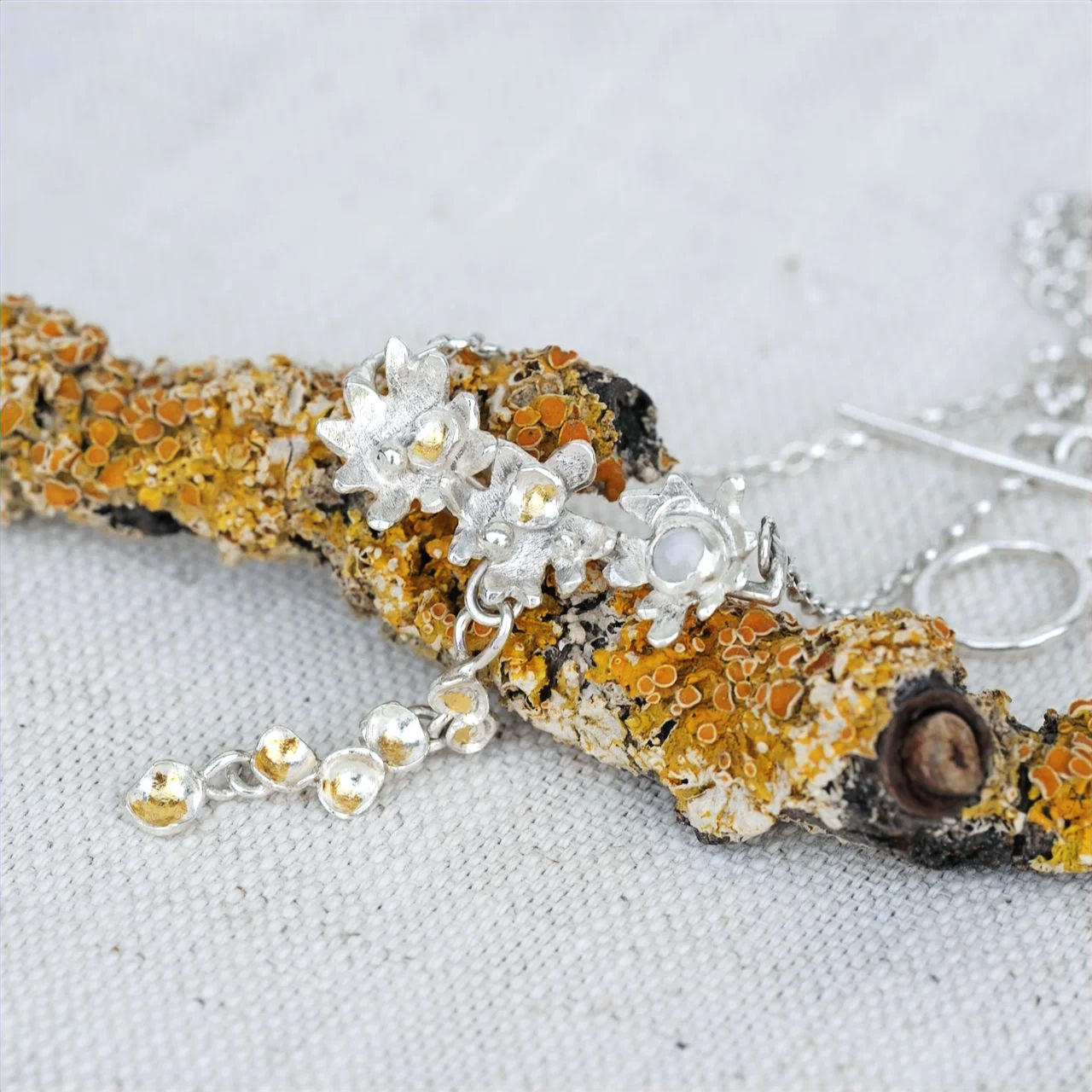 Sterling silver lichen necklace