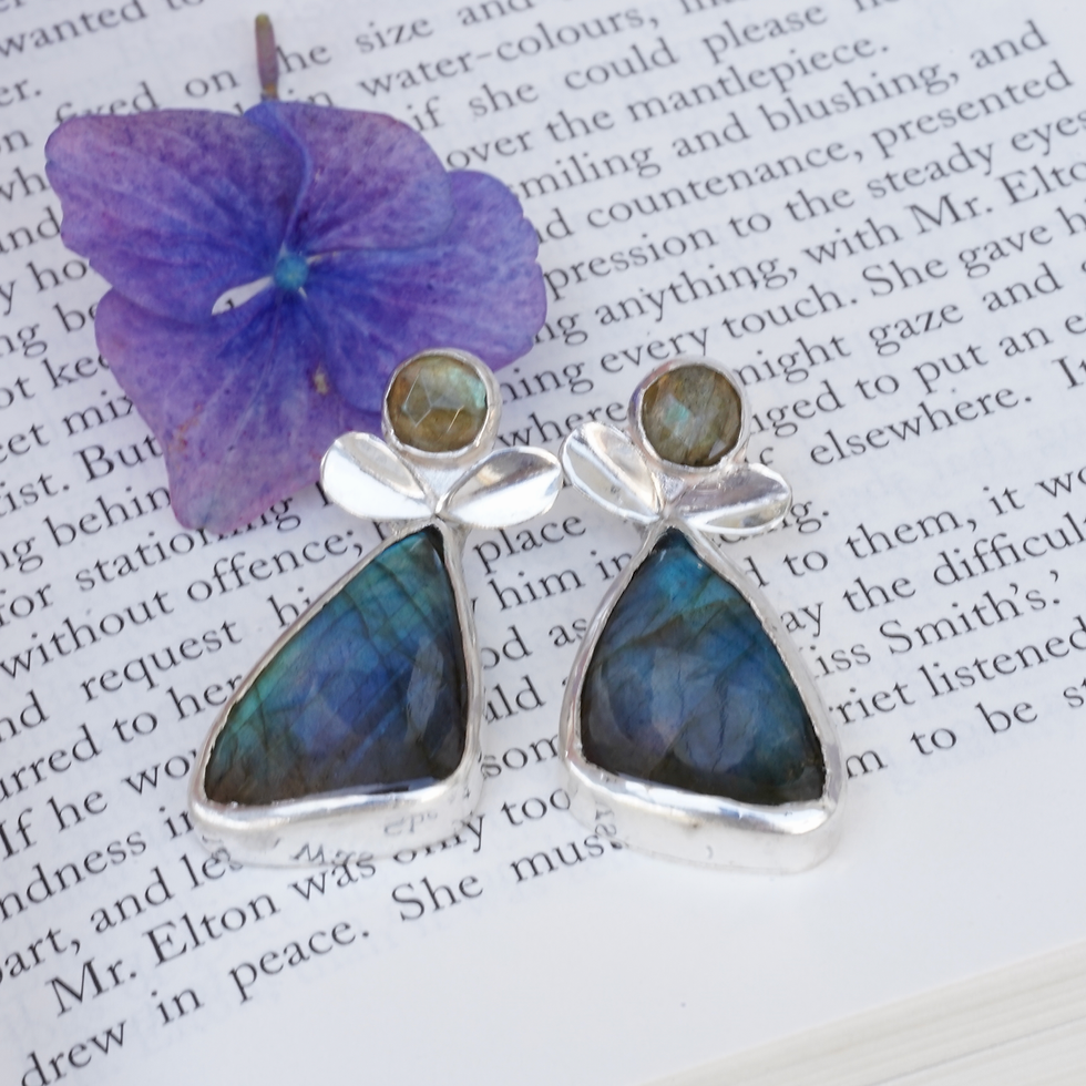 Thumbnail: sterling silver labradorite earrings