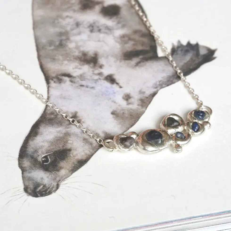 Sapphire and molten silver necklace