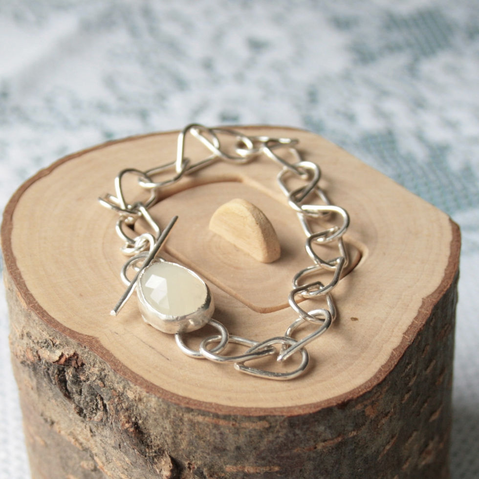 Thumbnail: Sterling silver moonstone toggle bracelet