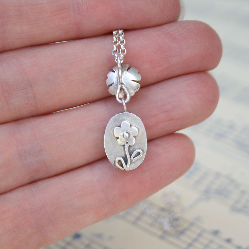 Thumbnail: Lavender amethyst and silver flower necklace