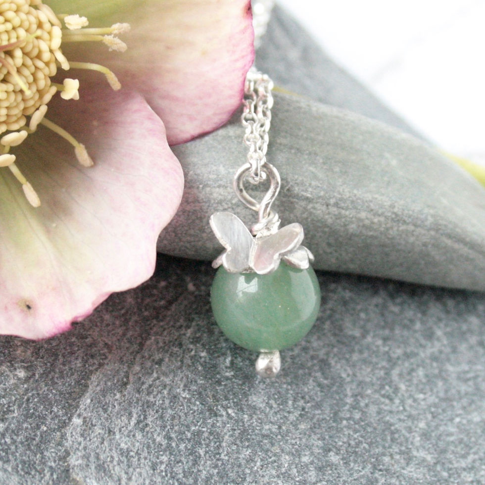 Thumbnail: Aventurine gemstone and butterfly necklace
