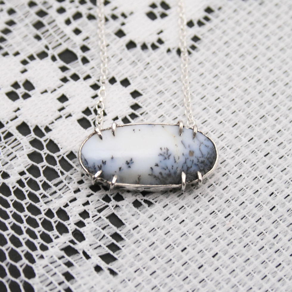 Thumbnail: Dendritic opal  gemstone winter necklace