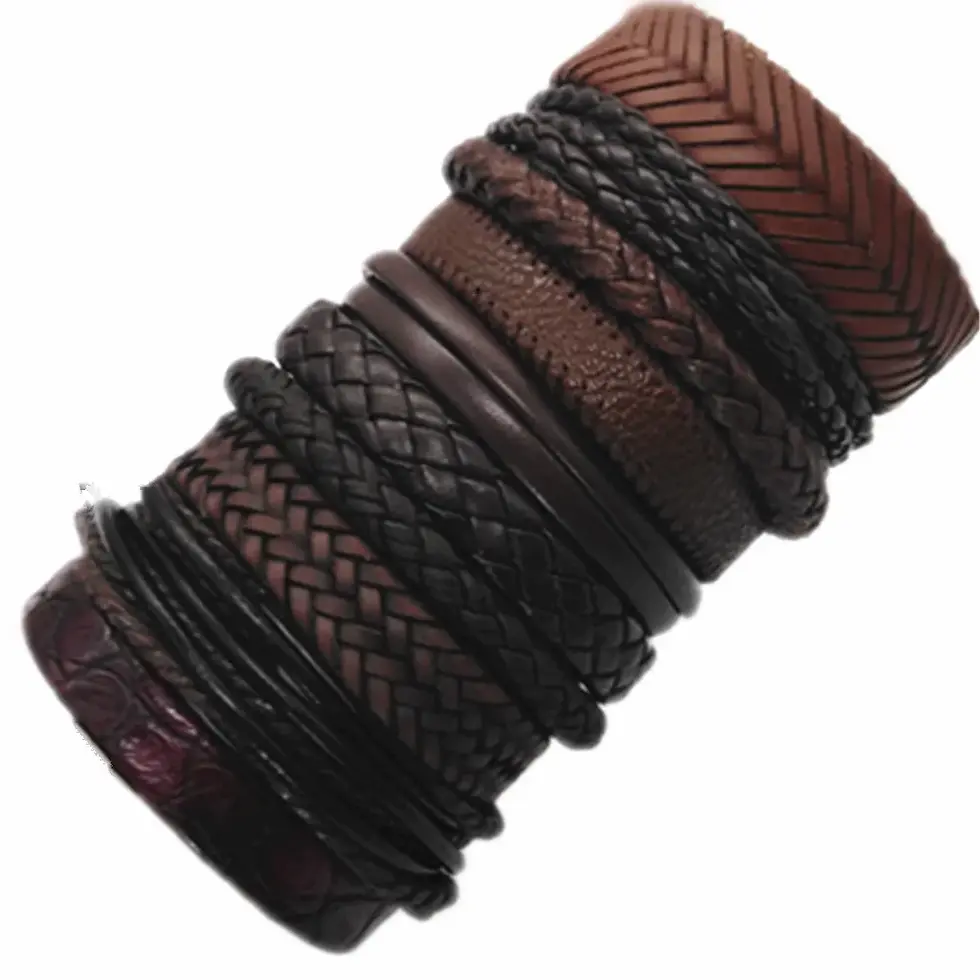Thumbnail: 10 Pcs/Set Black Wrap Woven New Fashion Handmade Men Bracelets Male Women