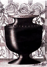 Flôres na janela - Caneta esferográfica preta. Dimensões: 54cm x 61cm
