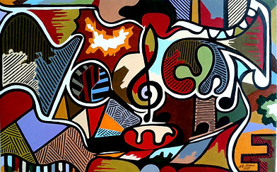 A música - Óleo sobre painel. Dimensões: 60cm x 80cm