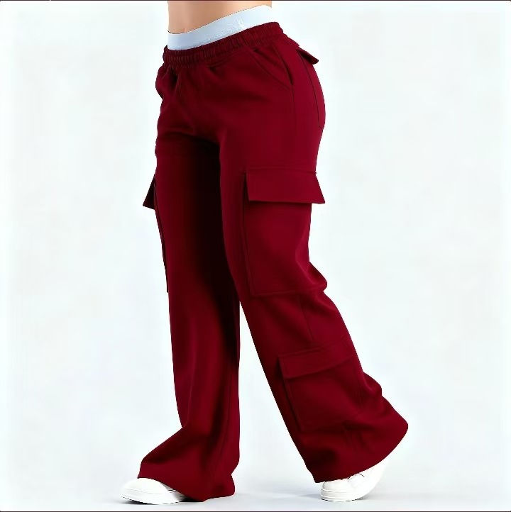 Thumbnail: 2026 Women‘s Wide Leg Cargo Pants  Elastic Waistband with Large Pockets Casual