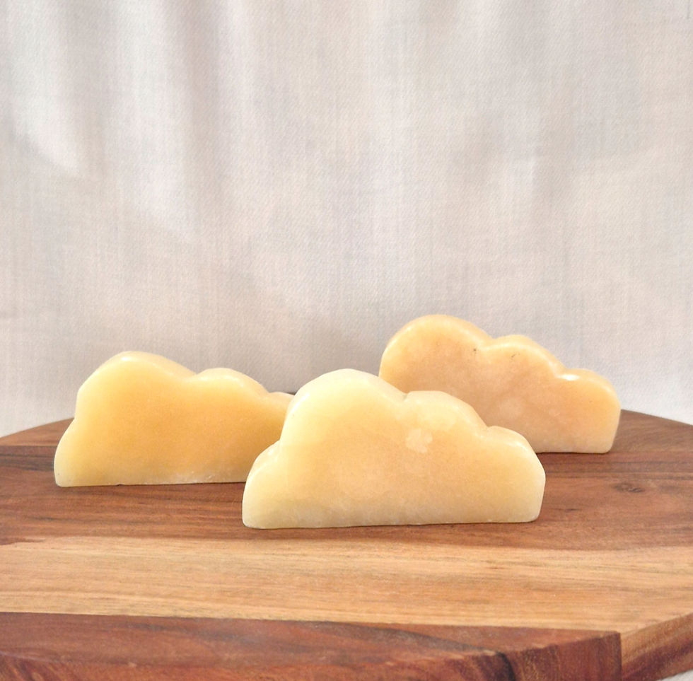 group of 3 yellow calcite clouds