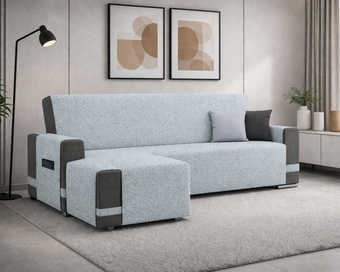 copridivano con penisola chaise longue grigio impermeabile