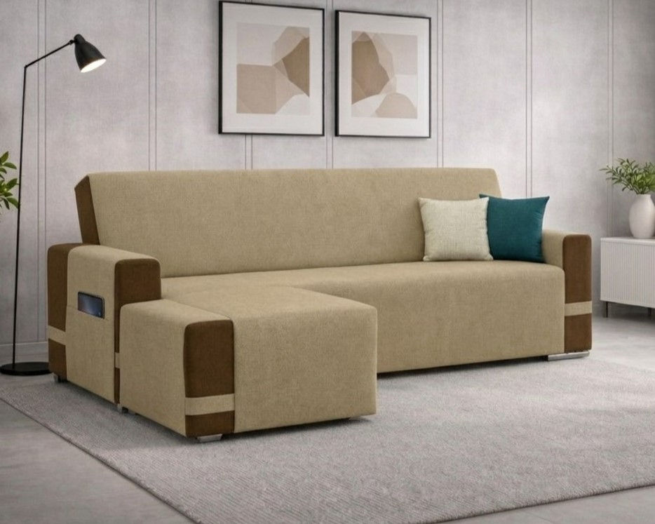 copridivano con penisola chaise longue tortora destra