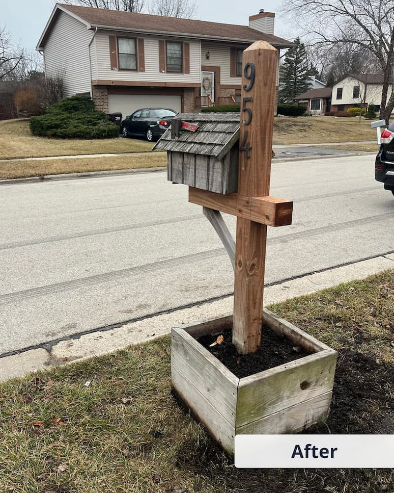 Restored wooden mailbox — curb appeal upgrade