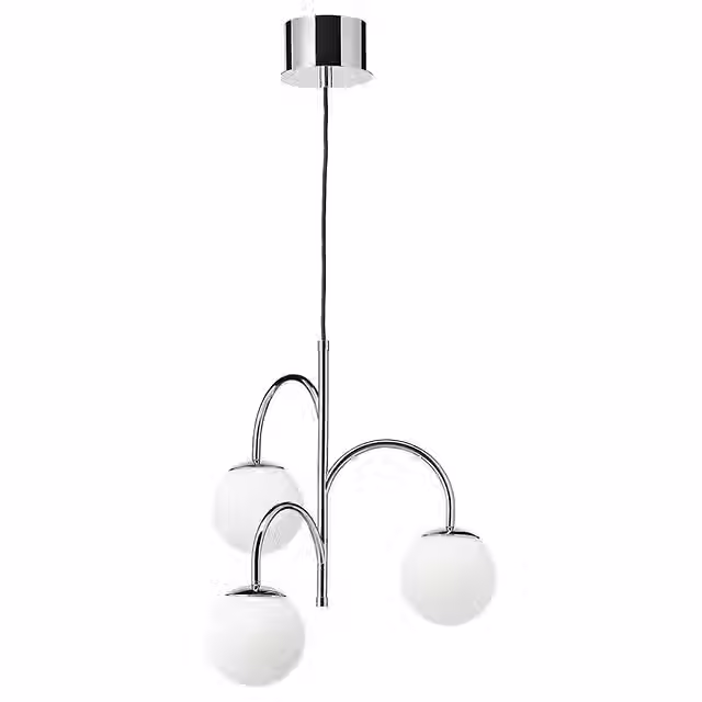 SIMRISHAMN Pendant lamp, 3-armed, chrome plated/opal glass, 22 "