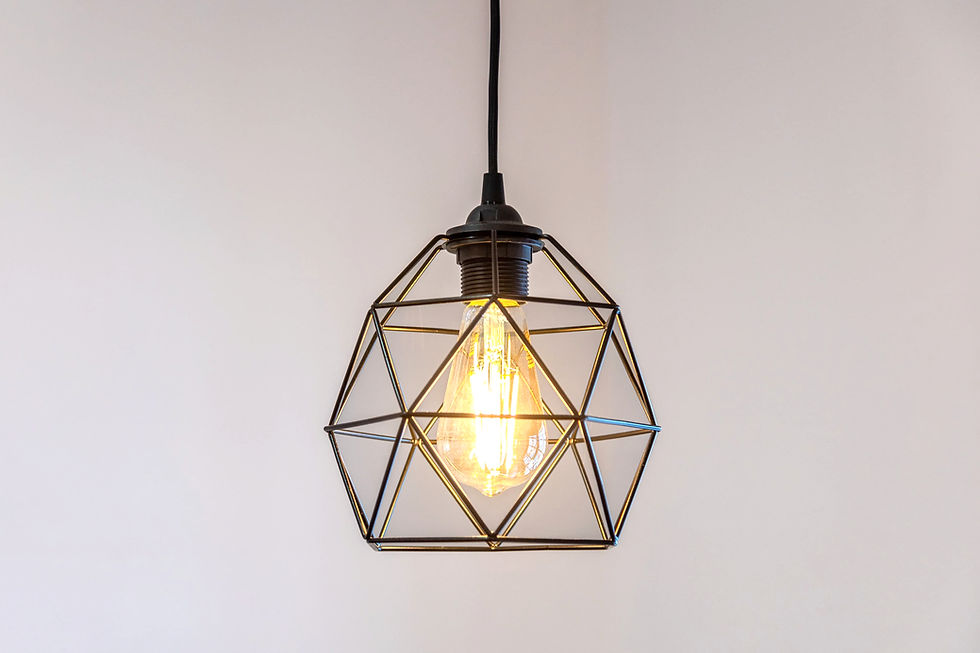 Modern geometric pendant light fixture installation
