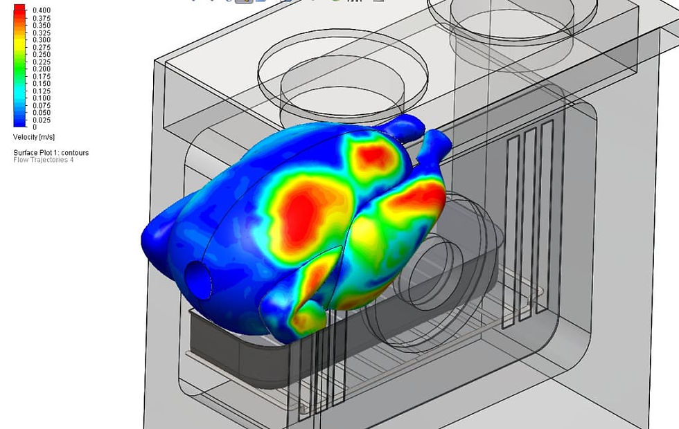 Velocidade próxima à superfície do peru, perto do ventilador