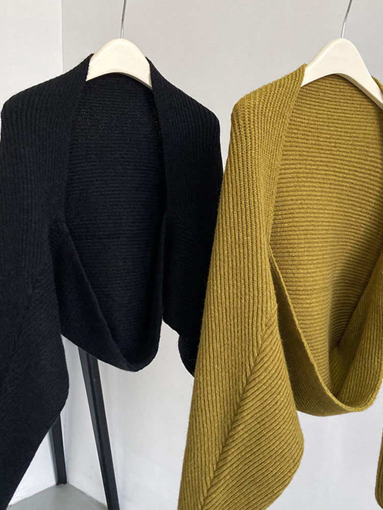 Thumbnail: Touka Knitted Shrug Scarf - Black