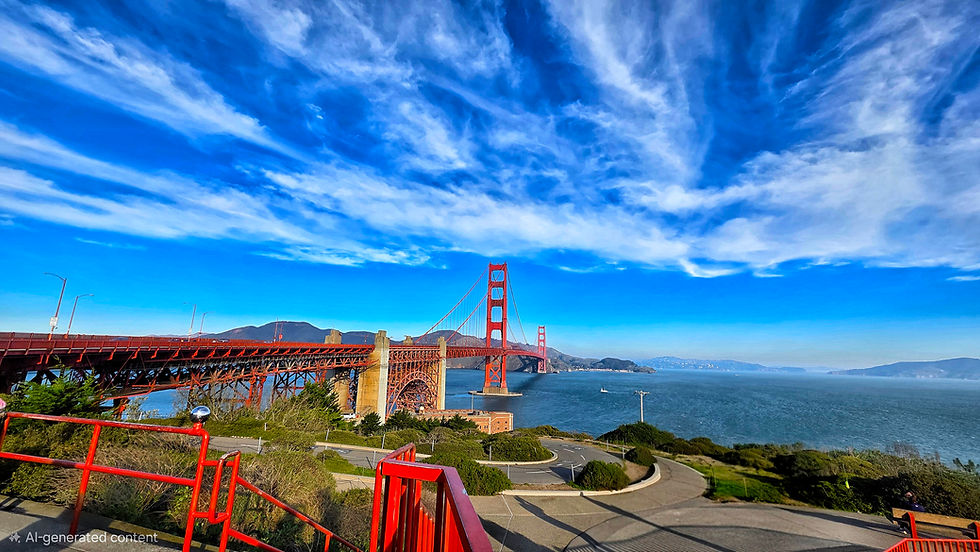 Golden Gate glow — the moment San Francisco welcomed us with perfect skies and postcard views.