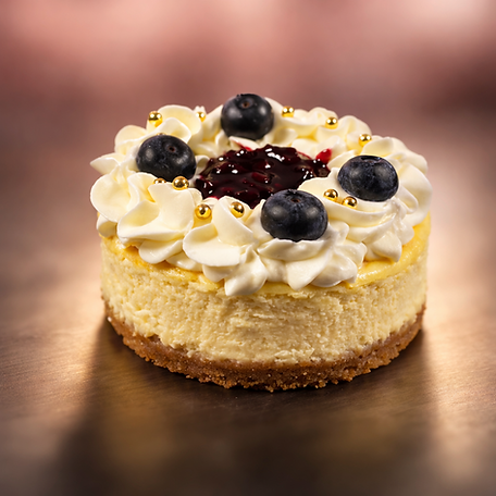 Creamy white cheesecake with light toppings on a serving plate