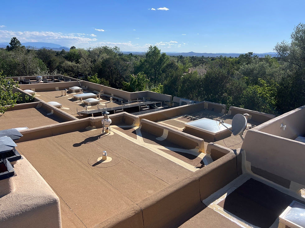 Modified bitumen (cap sheet) flat roof professionally maintained by Roof Repair Today to extend roof life, prevent leaks, and keep the roofing system in excellent condition.
