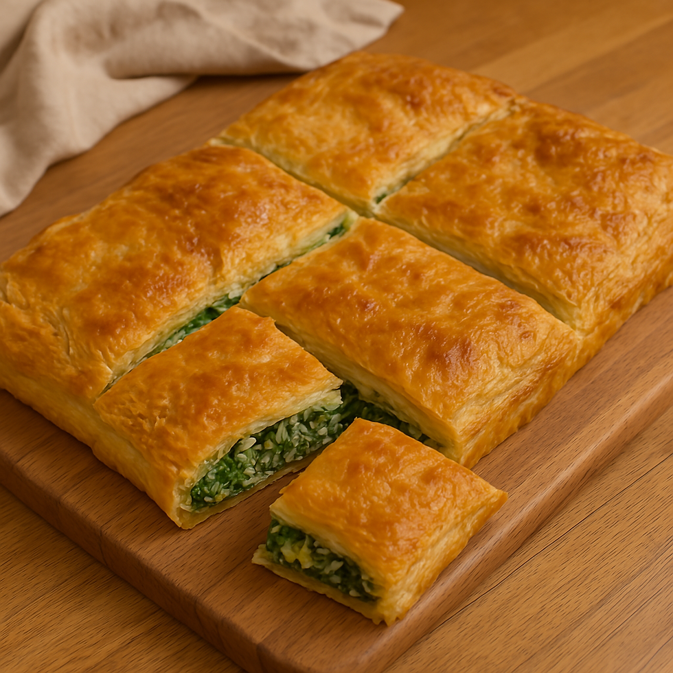 Greek for “I dare you to eat just one.” Flaky phyllo pastry packed with spinach, feta, and a whole lot of flaky-crispy-salty magic.