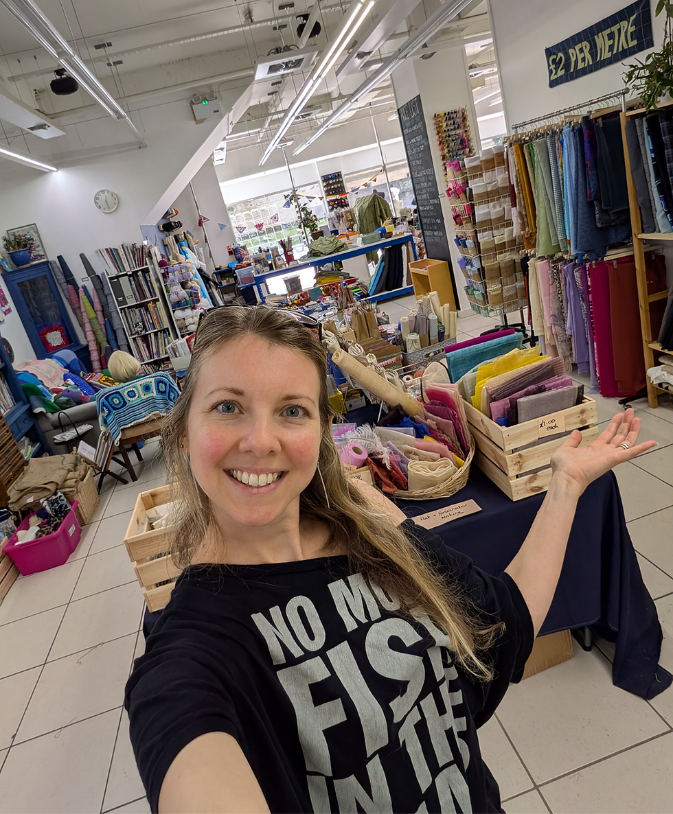 Co-Director Julia in the Thread Republic Circular Textiles Hub in Huddersfield