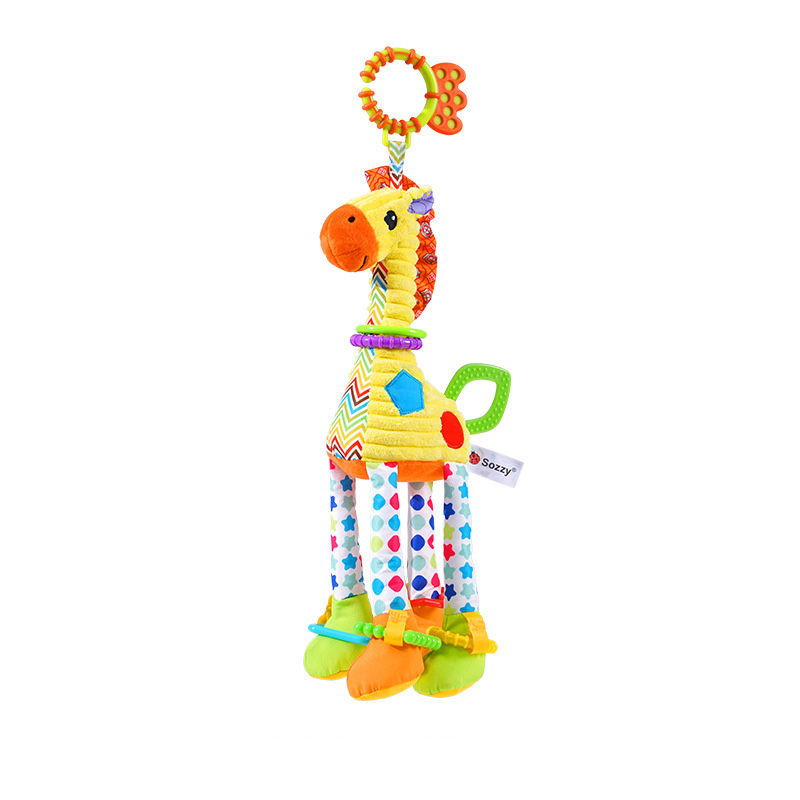 Thumbnail: Soft Giraffe Zebra Animal Handbells Rattles Plush Infant Baby Development Handle