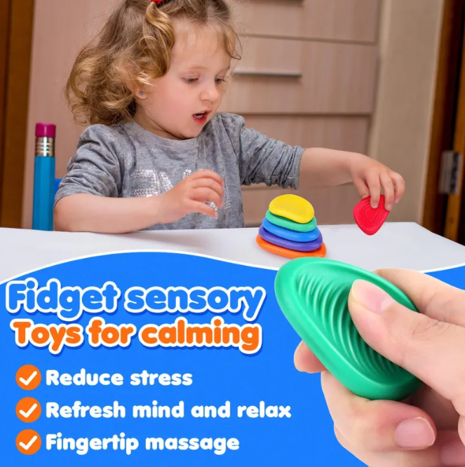 Thumbnail: Children's Sensory Stone Texture Soft Fidget Decompression Toys (6-Pack)