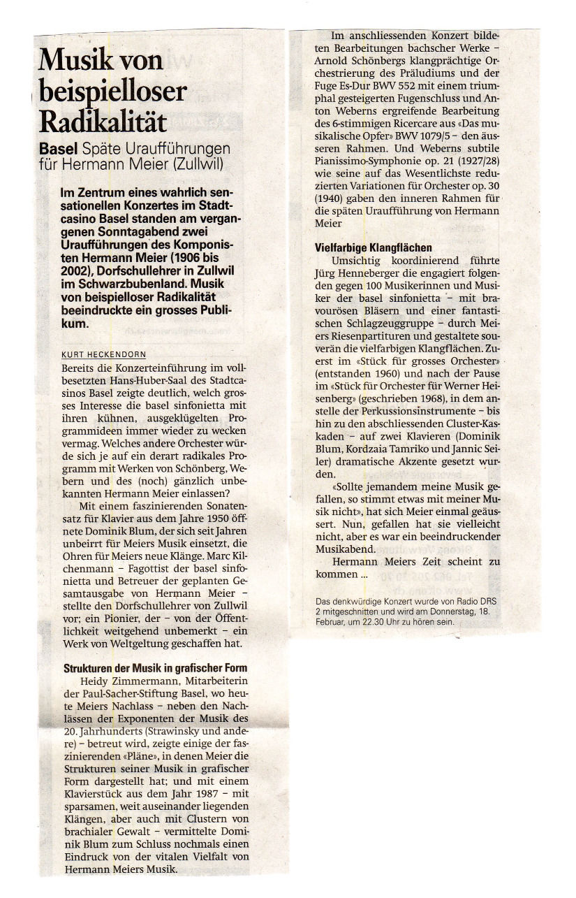 Hermann Meier - Musik von beispielloser Radikalität