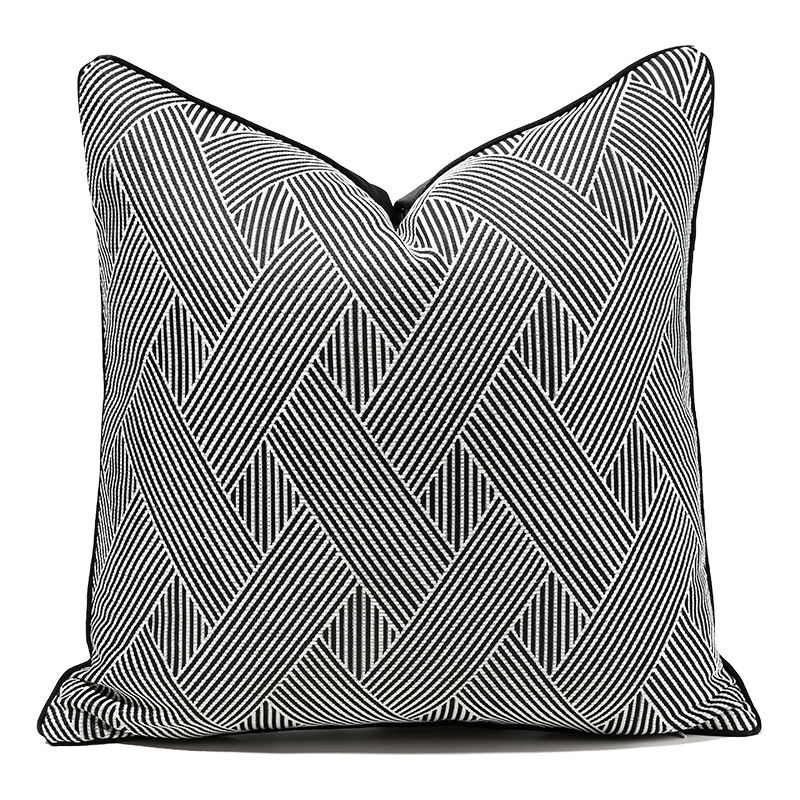 Black and White Striped Pillow Cover for Living Room