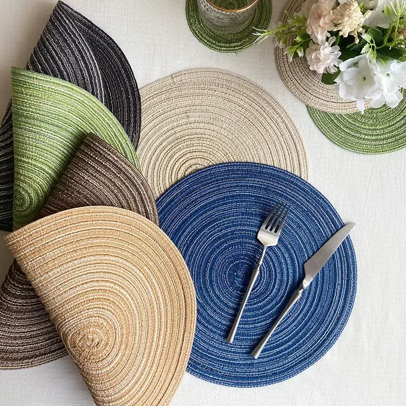 Round Ramie Woven Coaster and Cotton Yarn Placemat