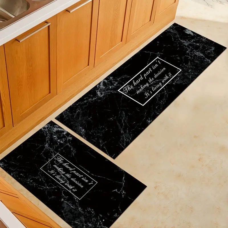 2pcs Modern Marble Kitchen Rug Non-slip Floor Mat
