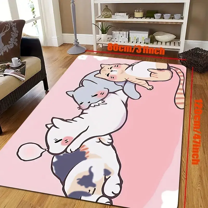 Kawaii Cartoon Cats Non-Slip Floor Mat for Home Decor