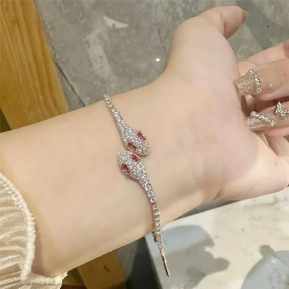 Thumbnail: ZIRCON STONE SNAKE BRACELET