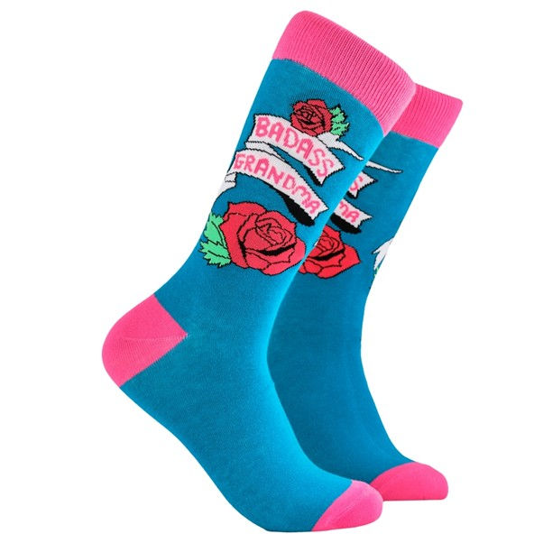 blue badass grandma novelty socks