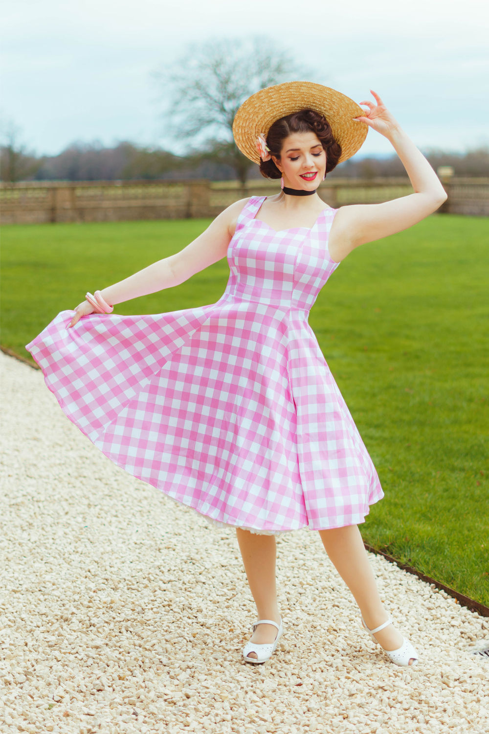Pink Gingham Swing Dress