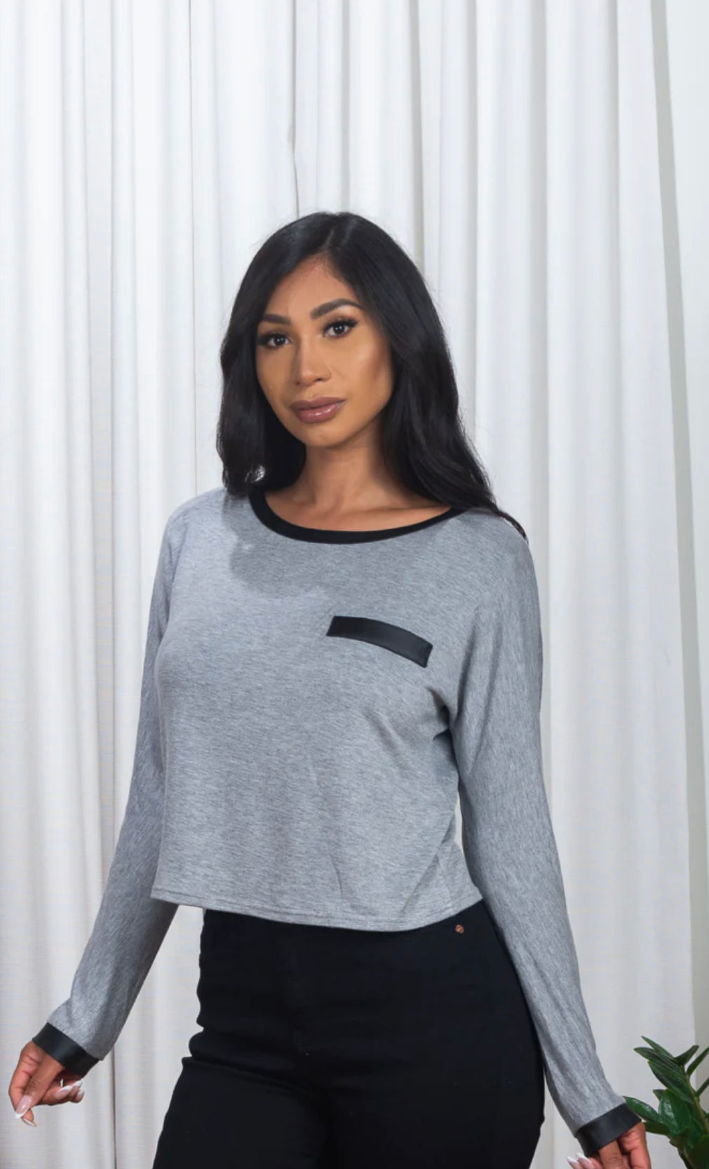 Faux Leather Top With Lace Up Back