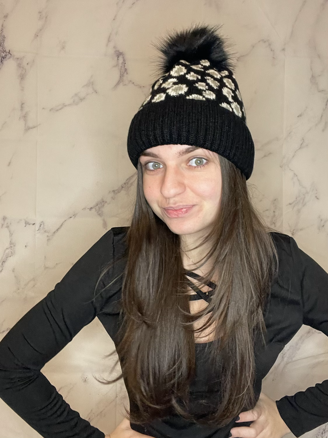 Black and White Leopard Hat