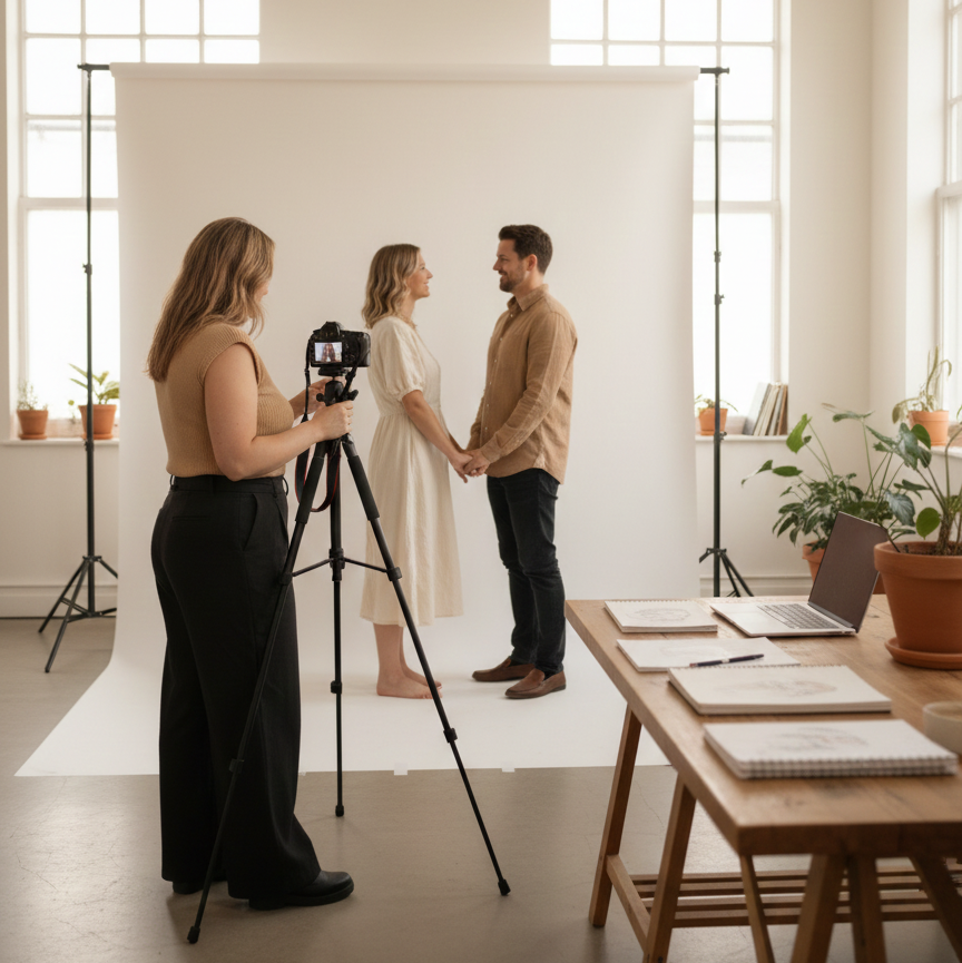 fotograaf die een fotoshoot doet
