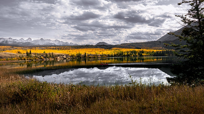 Talbot Lake in Jasper National Park Canadian Rockies Autumn Fall Canoe