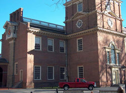 Our President Jared's truck, parked behind Independence Hall while working on its Restorat