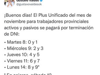 Plus Unificado: Valdés confirma días de pago y Provincia inyecta más de $1.700 millones