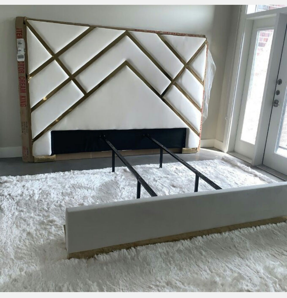 Thumbnail: Posh Wh/Gld Faux Leather King Bed #103